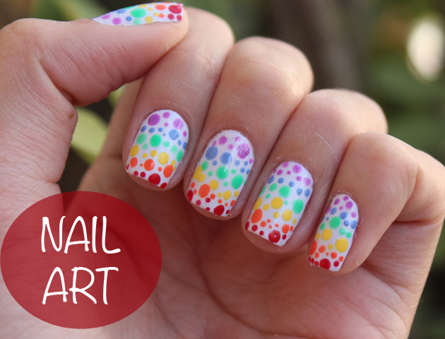 avatarnail Unha Decorada Arco íris de Bolinhas