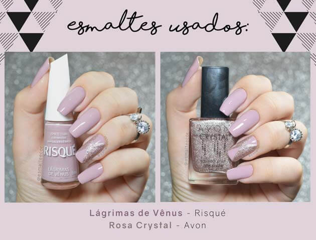 Unhas Decoradas Triângulos passo a passo de nail art com esmalte lilás