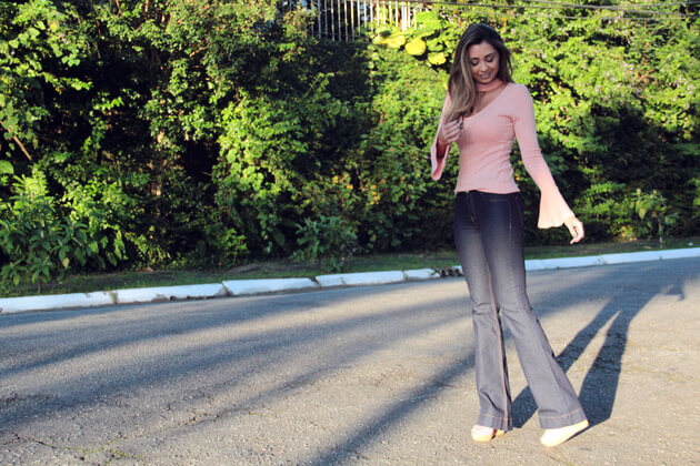 Calça Flare Jeans como usar calça flare jeans luiza gomes eucapricho