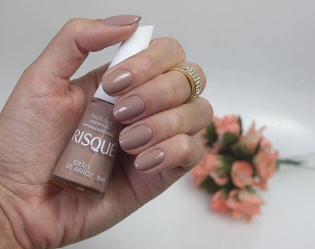 Esmalte Grão de Arroz  risque esmalte nude