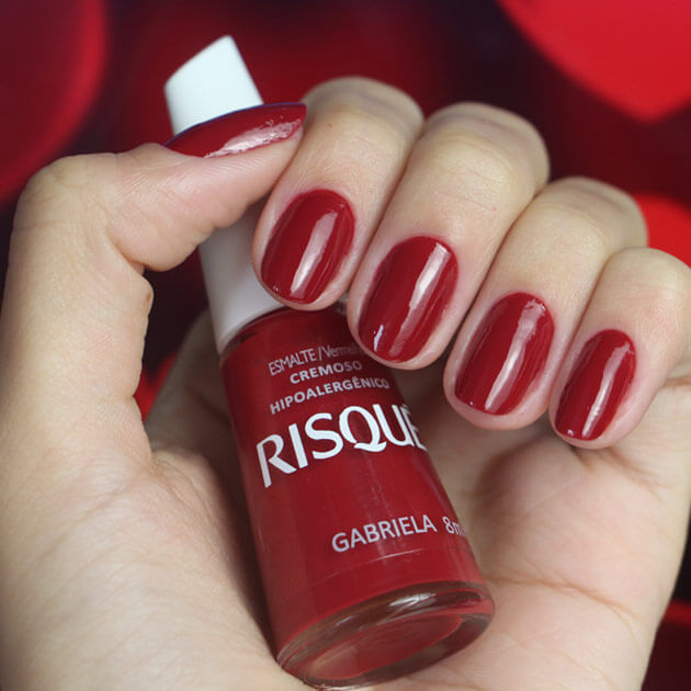 Unha para o Dia dos Namorados esmalte risque gabriela nail art unha coração esmalte vermelho