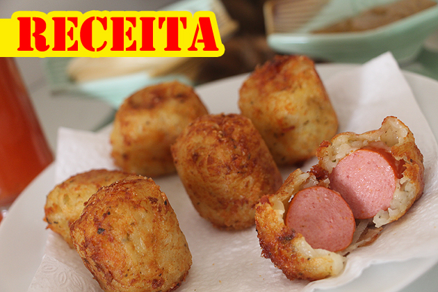 receita bolinho hot dog com batata e salsicha